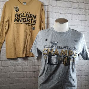 Lot Of 2 Fanatics Vegas Golden Knights Mens Large Long Sleeve + T-Shirt SC Champ